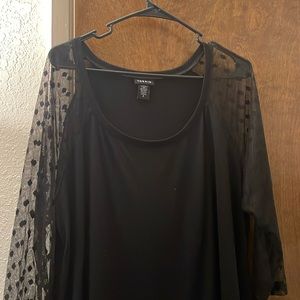 Torrid Size 2, black blouse with mesh arms.